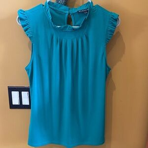 Emerald green Sleeveless stretch Ruffle Top.